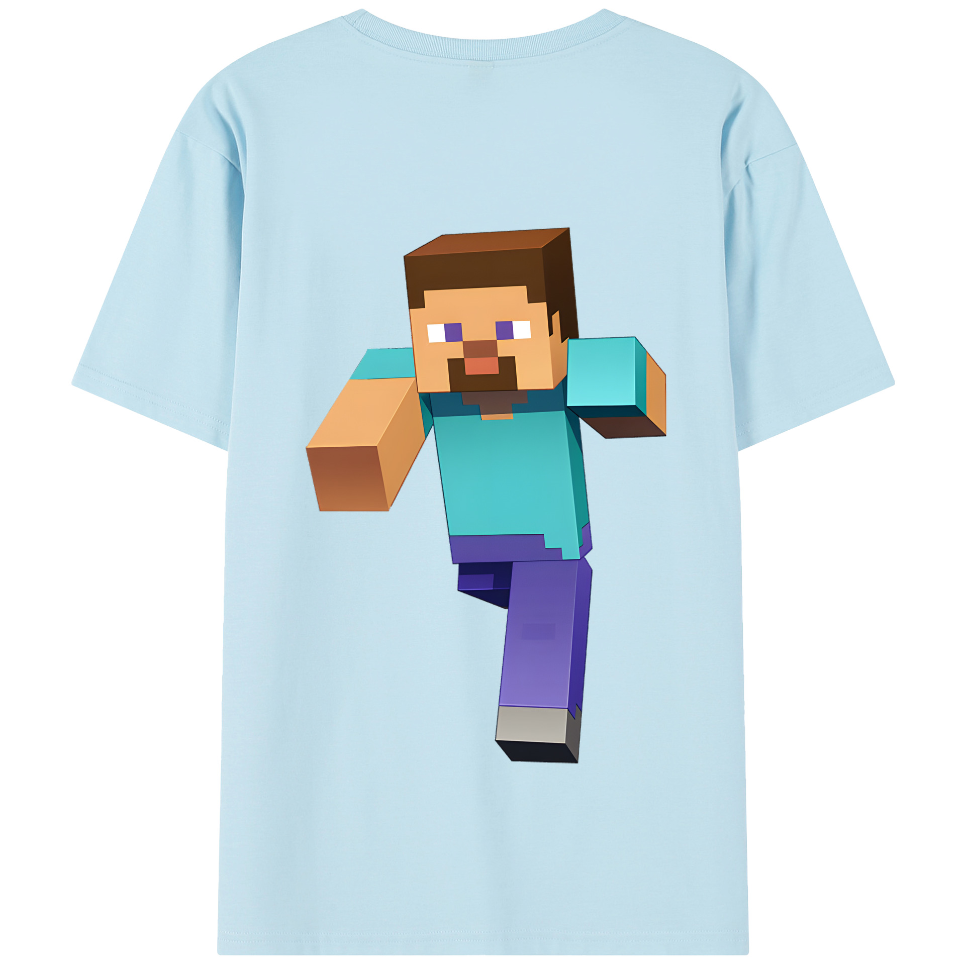 （画像用） マインクラフト ブロックの世界 Minecraft MC Block world 綿100％半袖Tシャツ（背面プリント）